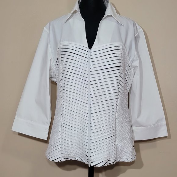 ravel Tops - Ravel White 3/4 Sleeve Shirt - XL